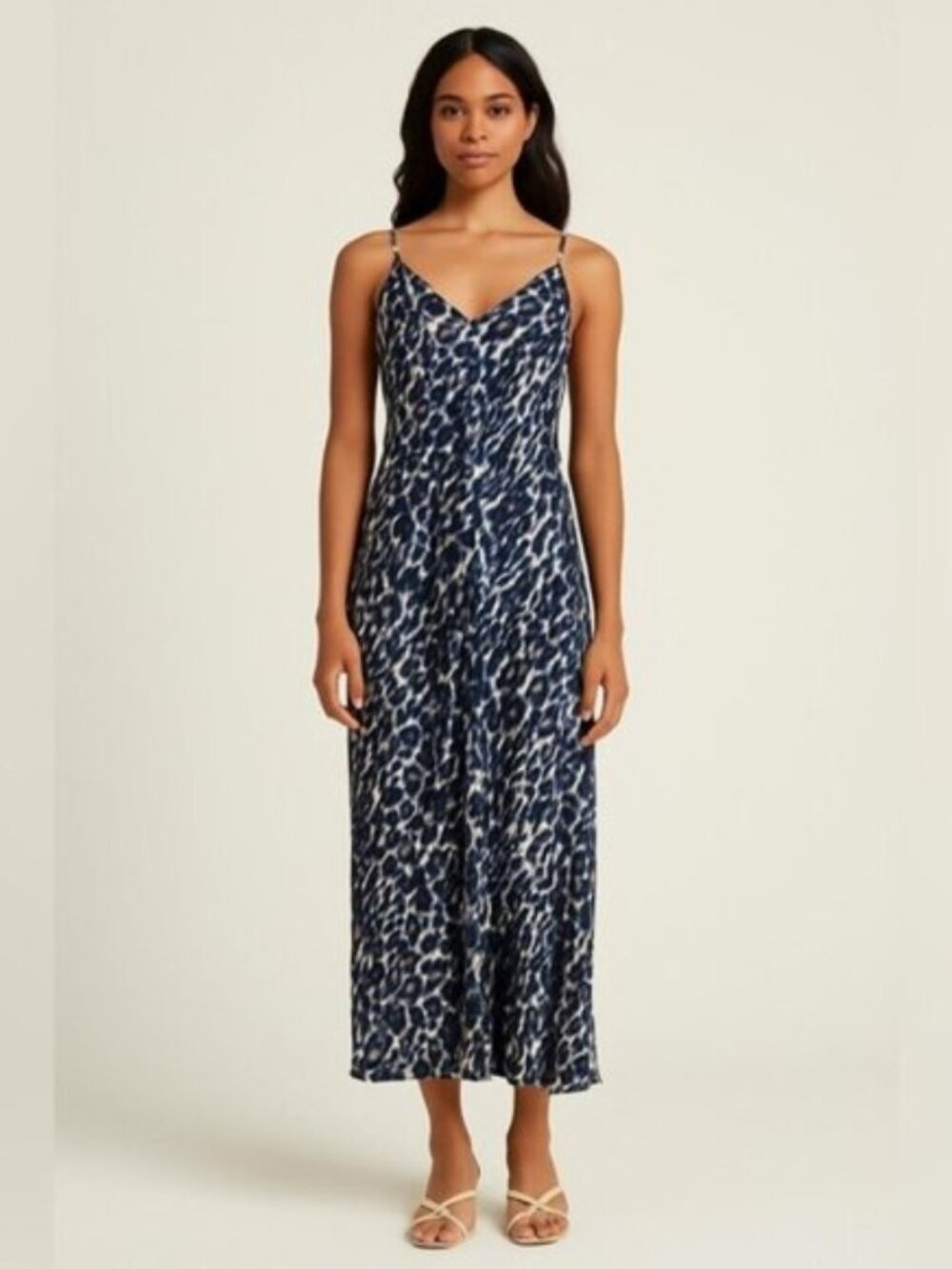 Hudson North Women’s Spaghetti Strap Maxi Slip Dress – Navy/White – Size S/P
